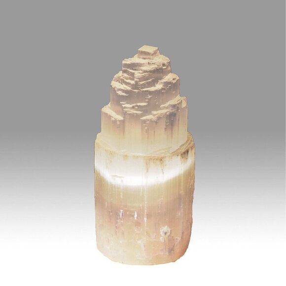 Selenite Table Lamp White Crystal Skyscraper Iceberg Light Tower Lamp  Flat Base - Picture 1 of 8